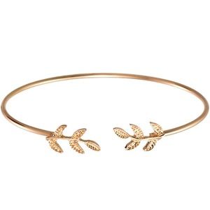 Boho Olive Leaf Branch Cuff Bracelet Alloy Wire Bangle Adjustable Open Bracelet